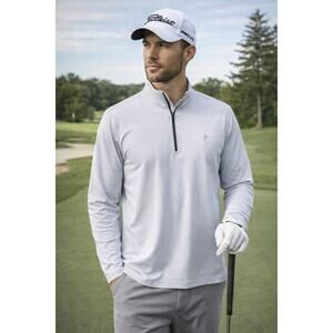 Ashworth Men’s La Jolla 1/4 Zip | Heather Gray Golf Layer | Size M | NWT